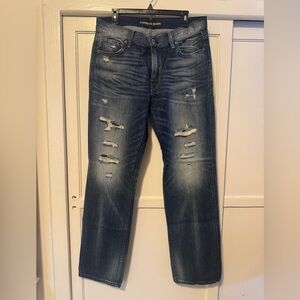 Express Men's Straight Leg Distressed Denim Jeans